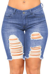 Blue Making Waves Denim Bermudas