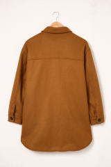 Brown Long Sleeve Pockets Buttoned Shirt Jacket LC8512409-17