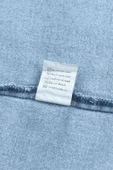 Sky Blue Rhinestone Pearls Denim Shacket LC788118-4