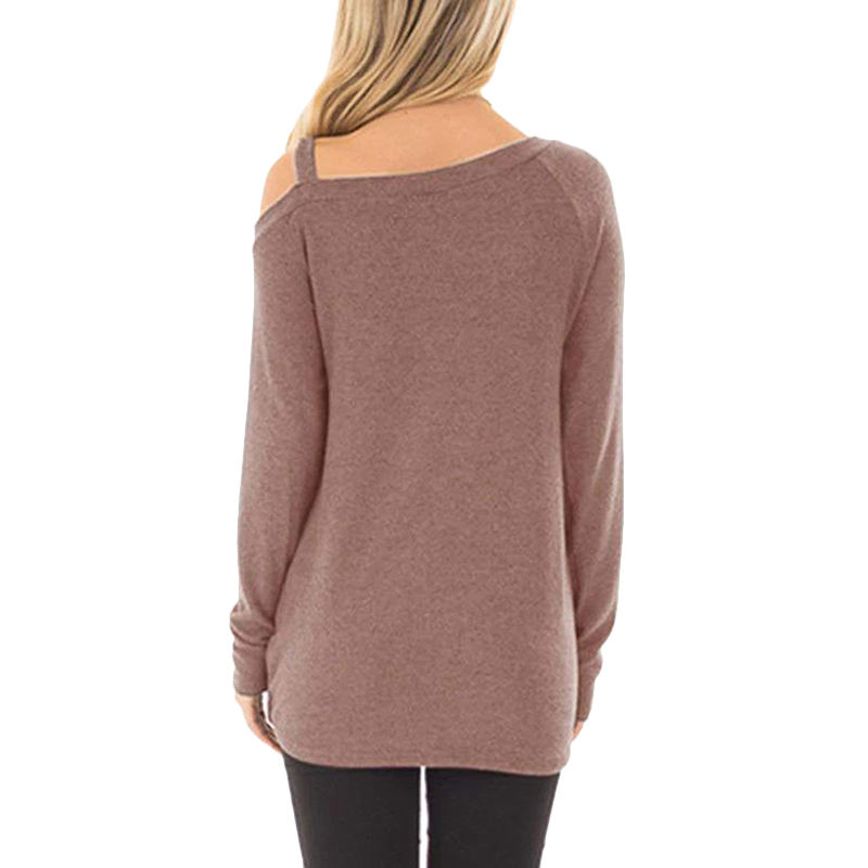 Brown Cold Shoulder Knot Twist Front Tunic Tops