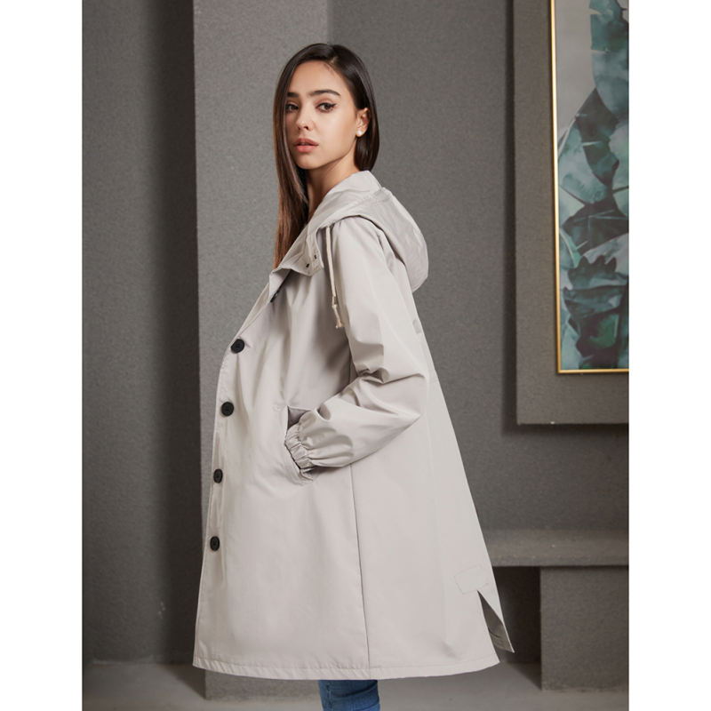 Light Gray Weatherproof Hooded Outdoor Rainproof Coat TQK280160-25
