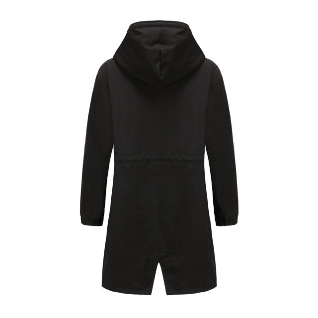 Black Weatherproof Hooded Outdoor Rainproof Coat TQK280160-2