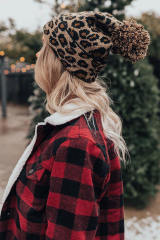 Brown Leopard Pom Beanie LC02113-17