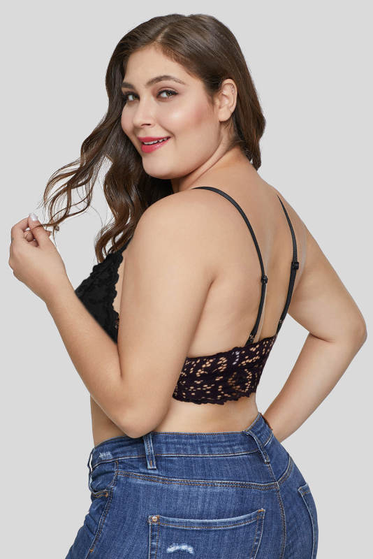 Black Chunky Lace Plus Size Bralette LC205-2