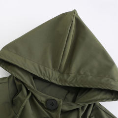 Army Green Weatherproof Hooded Outdoor Rainproof Coat TQK280160-27