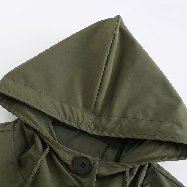 Army Green Weatherproof Hooded Outdoor Rainproof Coat TQK280160-27