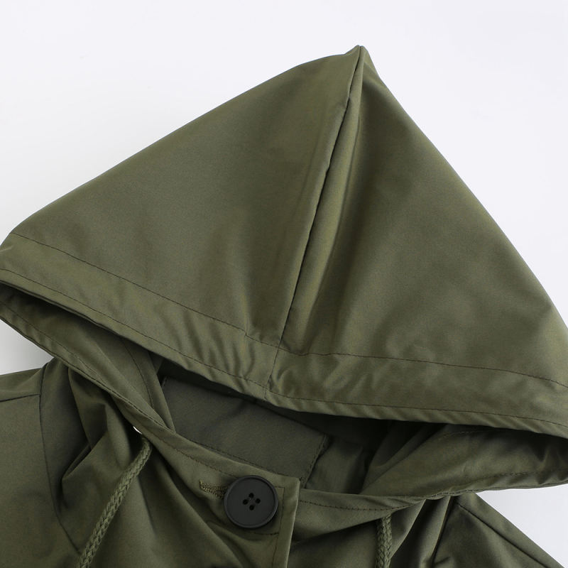 Army Green Weatherproof Hooded Outdoor Rainproof Coat TQK280160-27