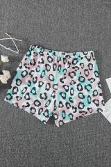 Leopard Print Elastic Waist Drawstring Shorts With Pocket LC771761-20