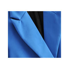 Sapphire Blue  Lapel Collar Button Solid Color Blazer TQK260054-62