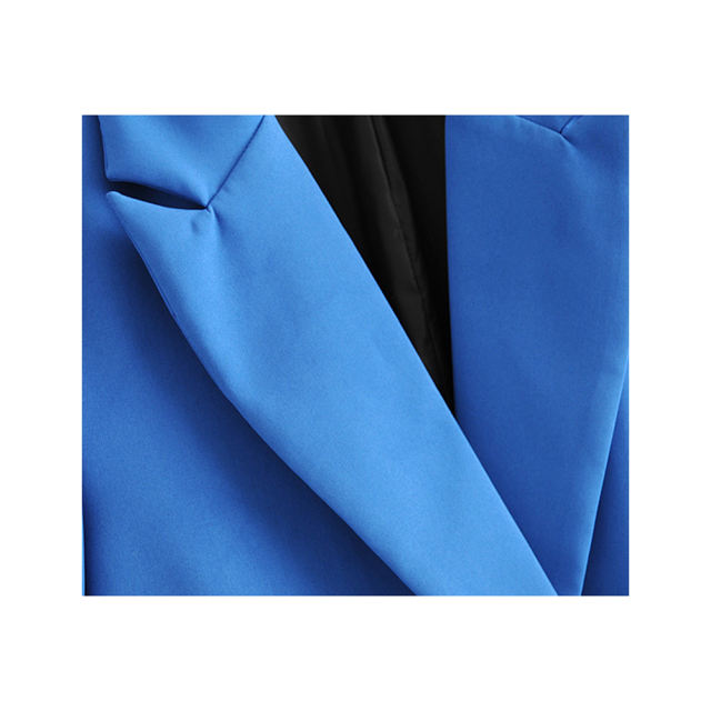 Sapphire Blue  Lapel Collar Button Solid Color Blazer TQK260054-62