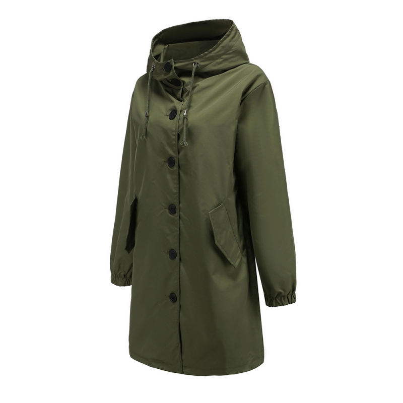 Army Green Weatherproof Hooded Outdoor Rainproof Coat TQK280160-27