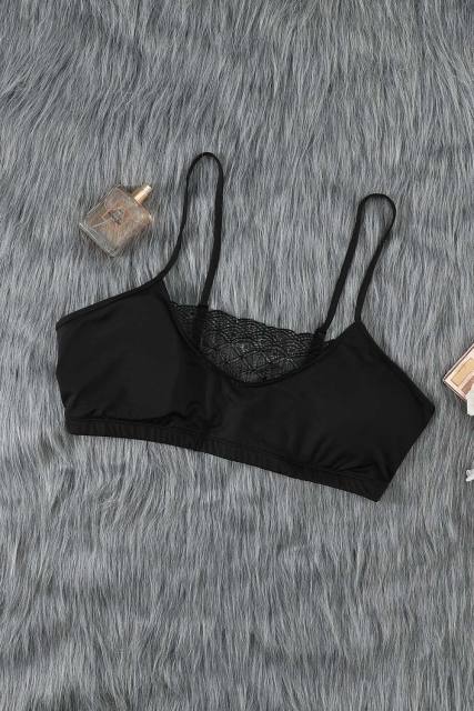 Black Lace Solid Color Plus Size Bra LC204-2