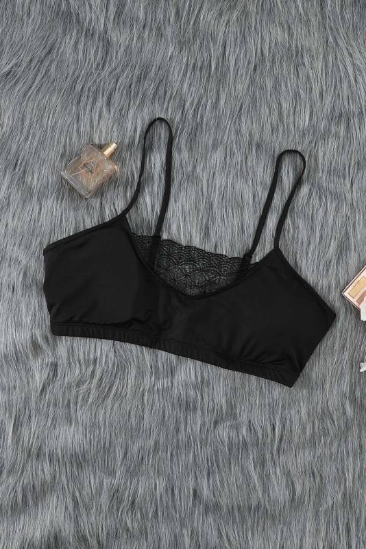 Black Lace Solid Color Plus Size Bra LC204-2