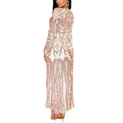 Apricot Sequined Perspective Long Cardigan TQK280045-18