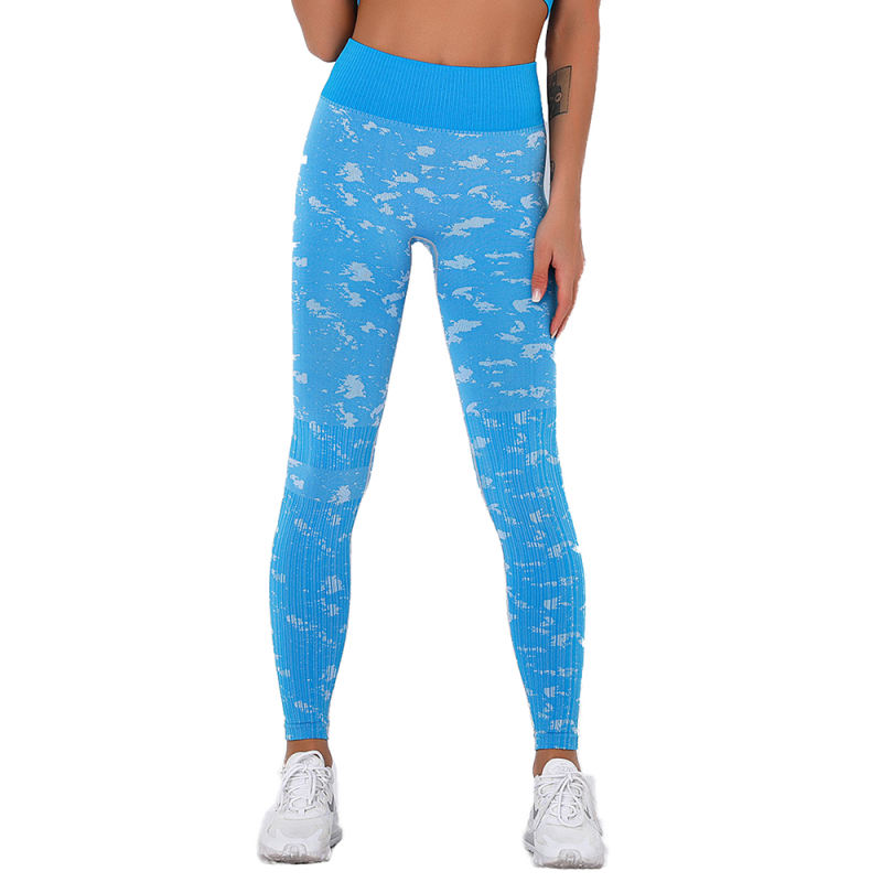 Blue Camo Print Sports Bra with High Waist Pant Set TQE00132-5