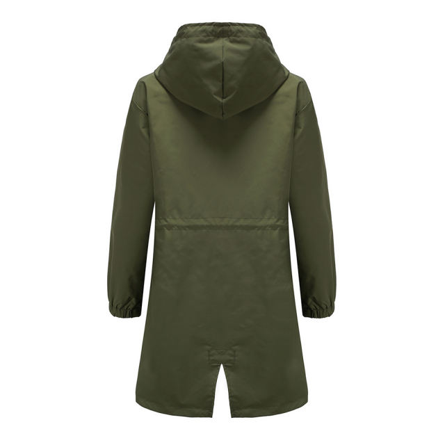 Army Green Weatherproof Hooded Outdoor Rainproof Coat TQK280160-27
