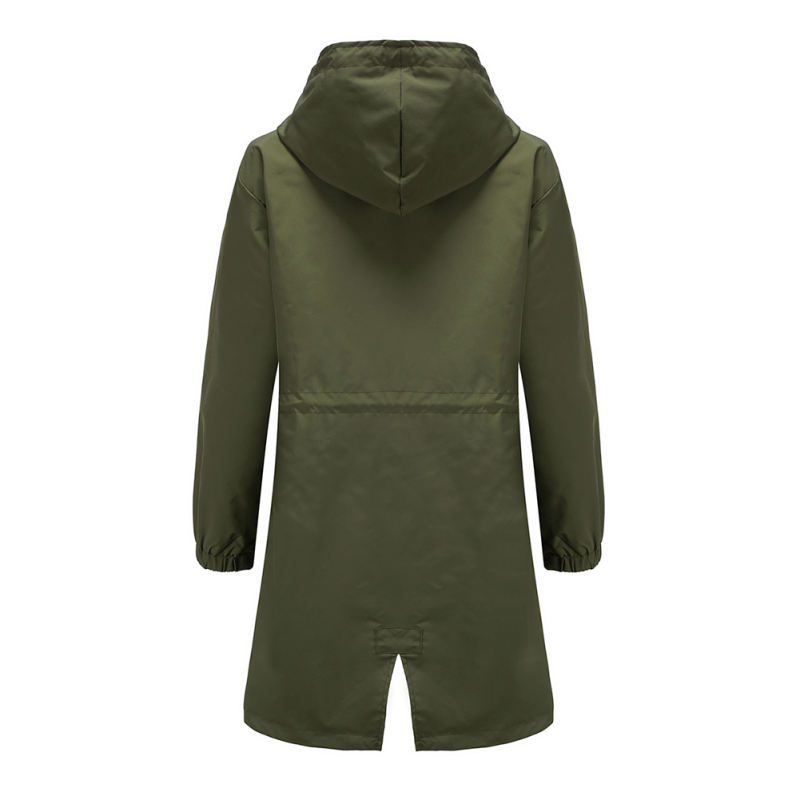 Army Green Weatherproof Hooded Outdoor Rainproof Coat TQK280160-27