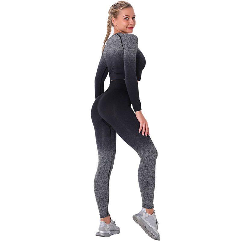 Black Gradient Long Sleeve Sports Set TQE00131-2