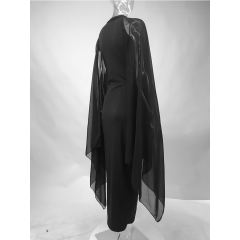 Black Crepe Flared Sleeve Bodycon Maxi Dress LCSN070-2