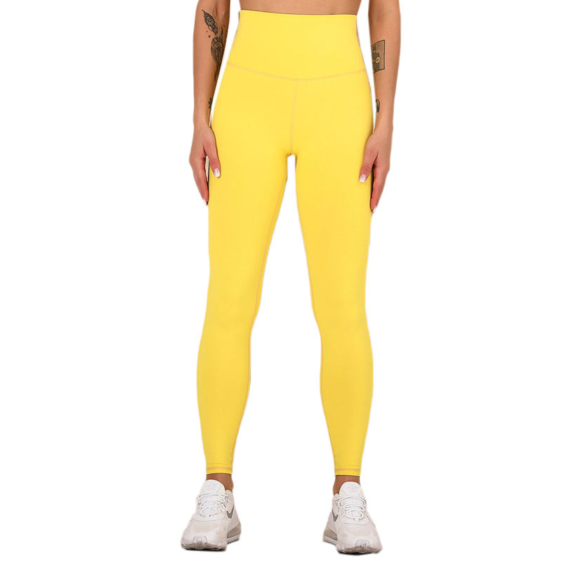 Yellow Sides Drawstring Short Sleeve Yoga Pant Set TQK710243-7