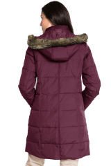 Burgundy Toggle Button Quilted Coat For Women