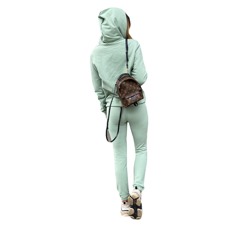 Green Drawstring Hoodie with Pant Set TQK710131-9