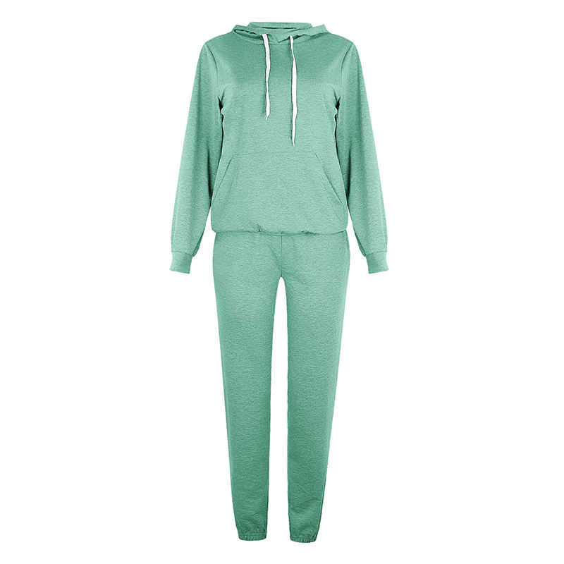 Green Drawstring Hoodie with Pant Set TQK710131-9