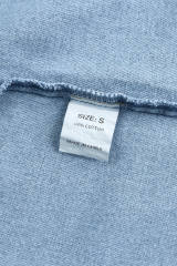 Sky Blue Rhinestone Pearls Denim Shacket LC788118-4