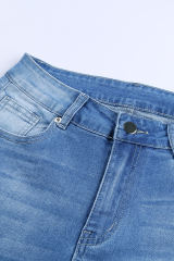 Faded Mid High Rise Jeans with Holes LC78267-4