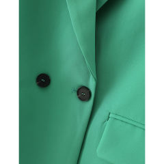 Green Lapel Collar Button Solid Color Blazer TQK260054-9