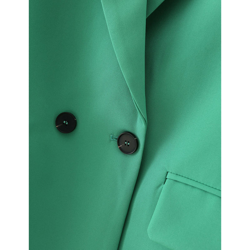 Green Lapel Collar Button Solid Color Blazer TQK260054-9