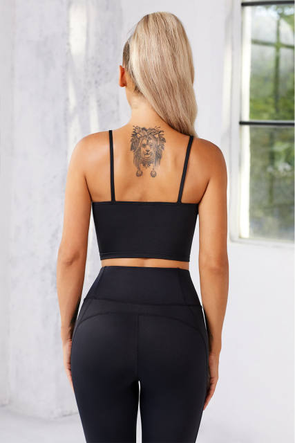 Black Wireless Seamless Sport Yoga Bra Crop Tank LC264040-2