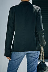 Black Double Breasted Lapel Collar Pocketed Blazer LC852396-2