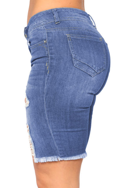 Blue Making Waves Denim Bermudas