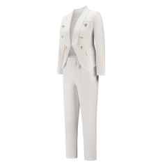 White OL Button Blazer and Pants Set TQF711043-1