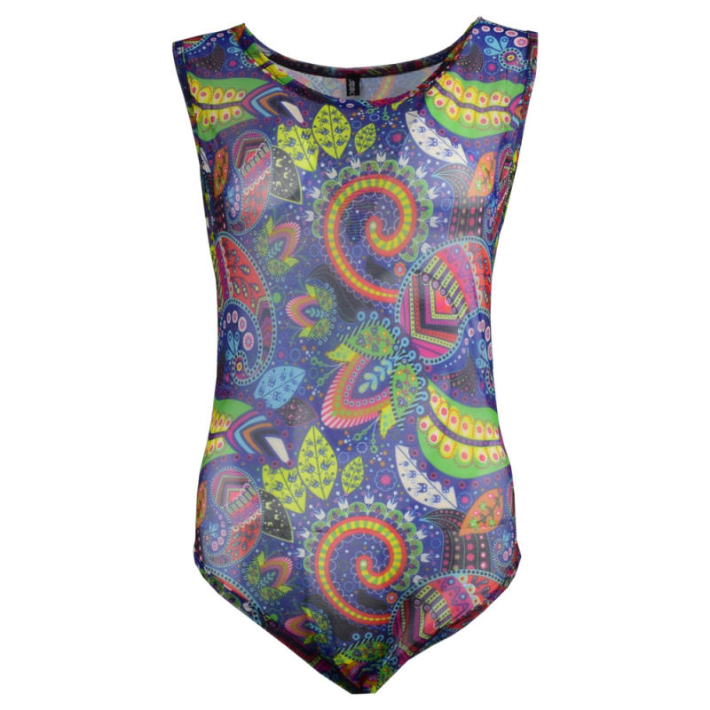 Multicolor Print Sleeveless Bodysuit TQ00106