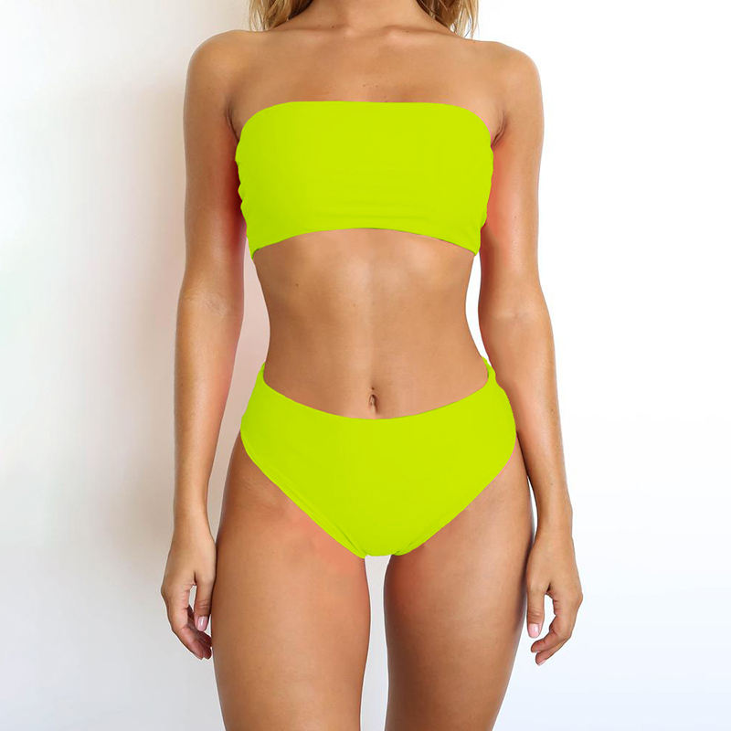 Light Green Off Shoulder Bikini Swimswear