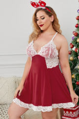 Valentine's Lacy Hollow-out Back Plus Size Babydoll Lingerie LC31345-3