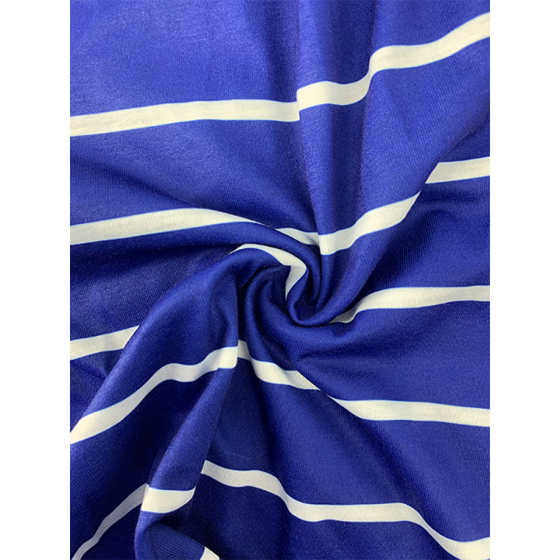Navy Blue Stripes Digital Print Plus Size Romper TQK550239-34