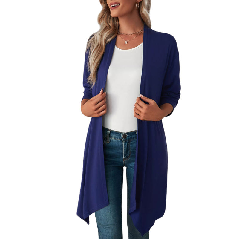 Navy Blue Cotton Blend 1/2 Sleeve Lightweight Small Coat TQK280179-34