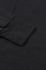 Black Solid Crew Neck Long Sleeve Long Sweatshirt
