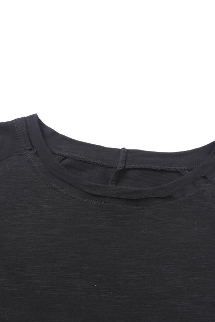 Black Solid Crew Neck Long Sleeve Long Sweatshirt