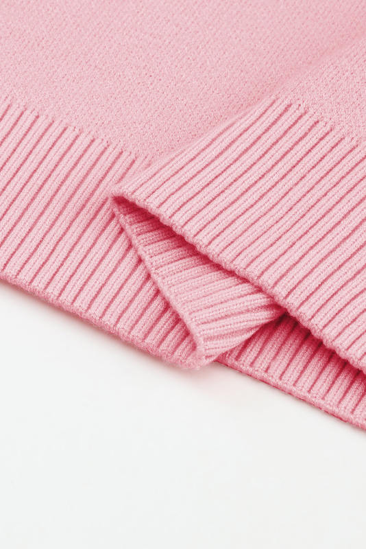 Pink Floral Pattern Drop Shoulder Sweater
