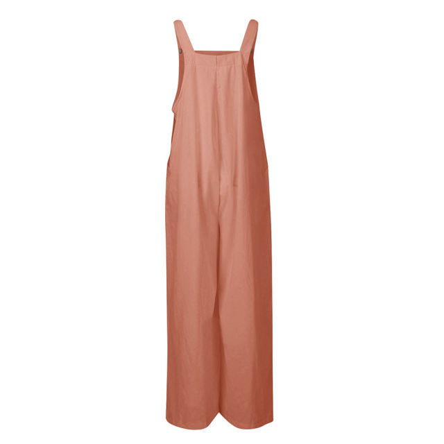 Lotus Pink Detail Wide Leg Pocket Overall