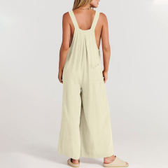 Apricot Button Detail Wide Leg Pocket Overall