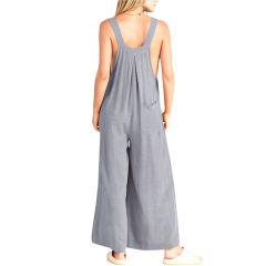 Light Gray Detail Wide Leg Pocket Overall