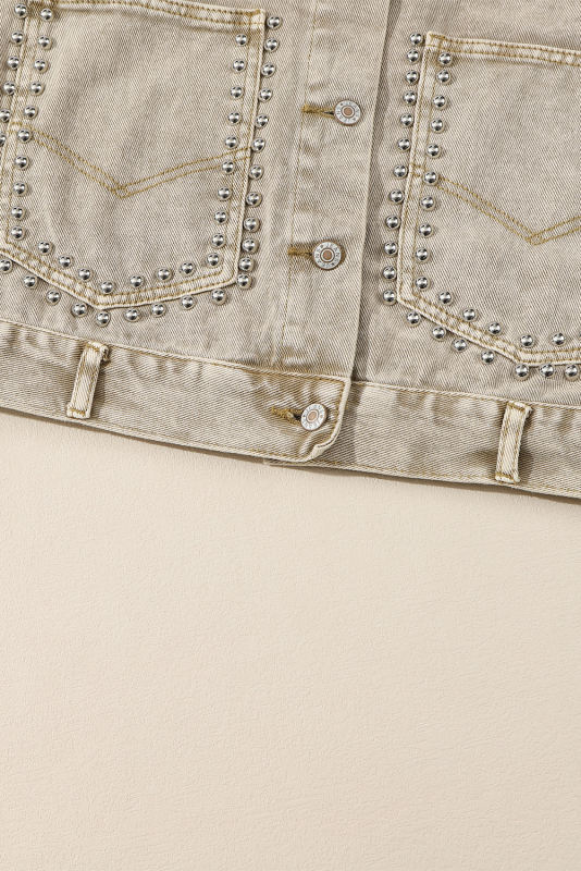 Flaxen Rivet Studded Pocketed Denim Jacket