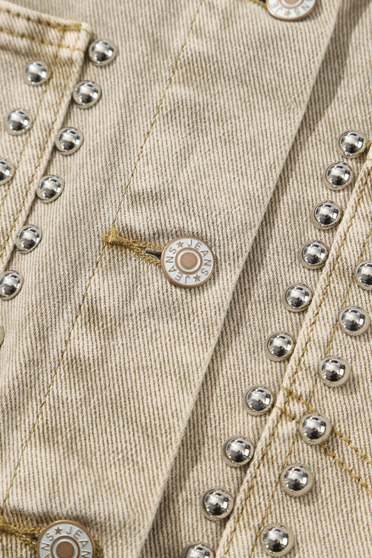 Flaxen Rivet Studded Pocketed Denim Jacket