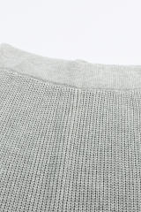 Gray Knitted V Neck Sweater and Casual Pants Set