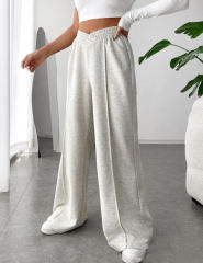 Light Gray Elastic Waist Wide Leg Casual Pants